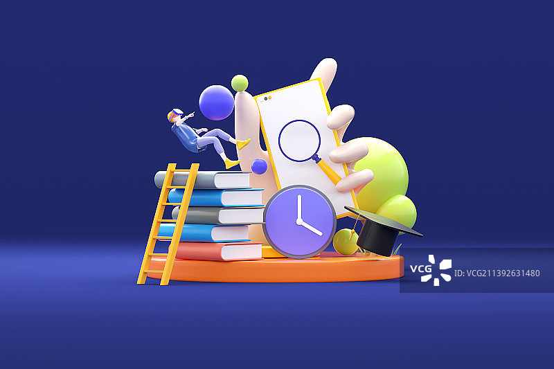 3D渲染元宇宙科技教育卡通插画图片素材