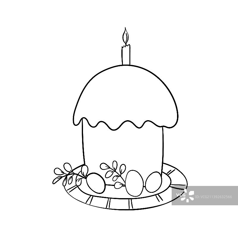 白色背景上手绘复活节蛋糕图片素材