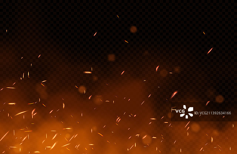 透明背景上的飞行火焰火花图片素材