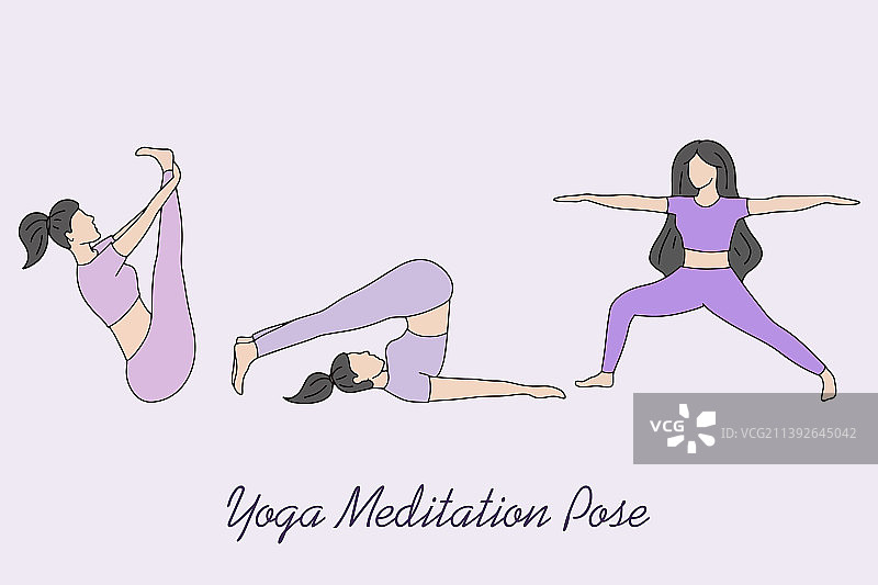 瑜伽冥想人物姿势素材图片素材