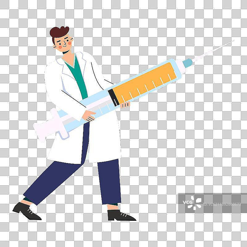 注射疫苗的男医生插画素材图片素材