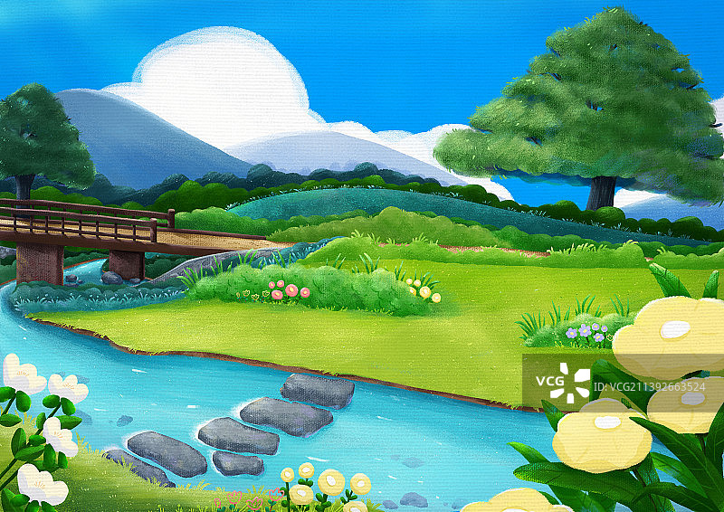 夏季清凉的小溪潺潺图片素材