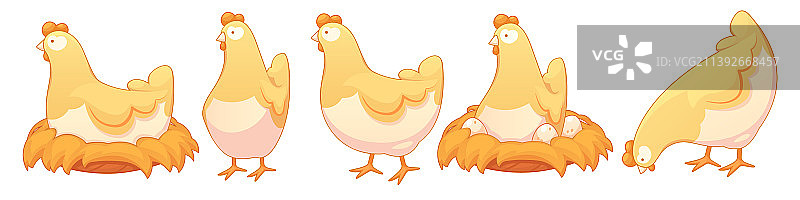 卡通可爱小鸡不同姿势图片素材