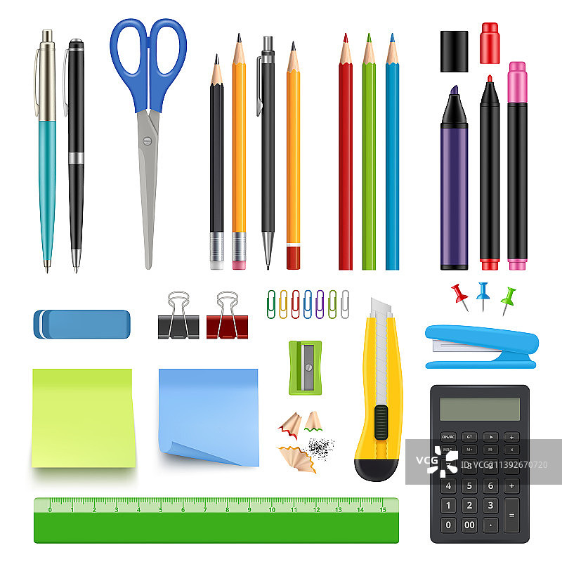 学校文具铅笔卷笔刀橡皮擦图片素材