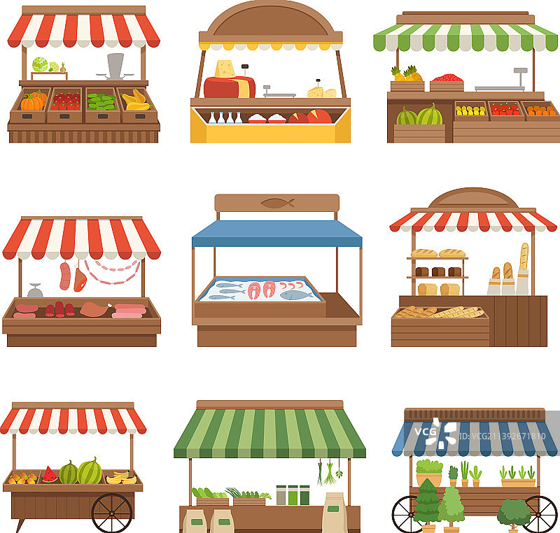 当地市场户外商店新鲜农场食品图片素材