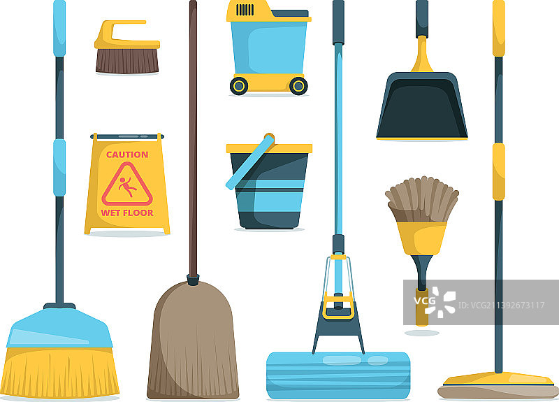 清洁用具：扫帚和拖把图片素材