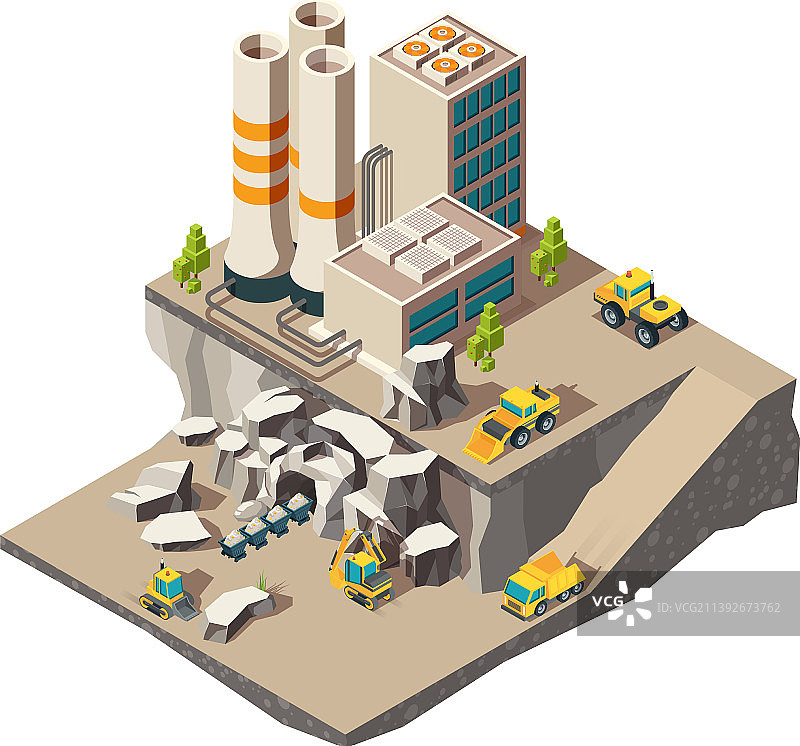 采矿2.5D岩石矿山工业生产图片素材