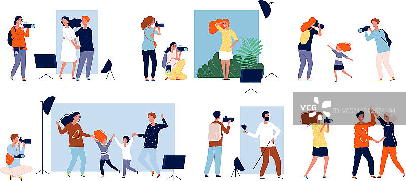 摄影师为模特拍摄图片素材