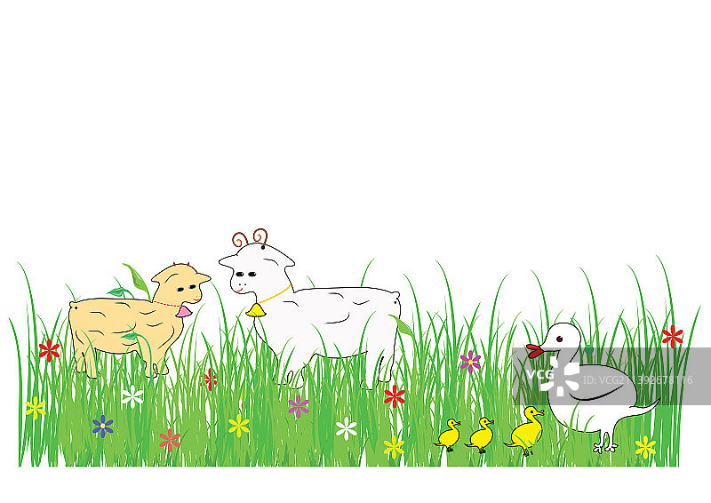 春季色彩草地动物banner图片素材