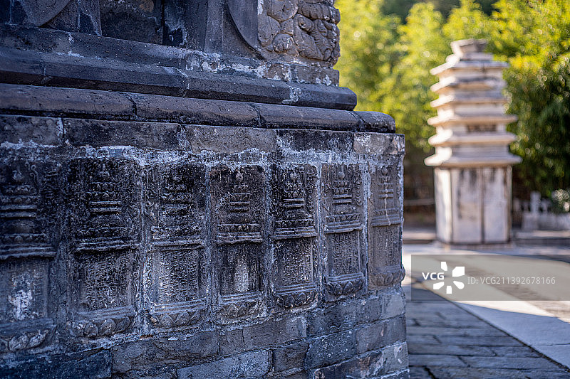 北京房山重要景点全国重点文物保护单位云居寺风光北塔塔基图片素材