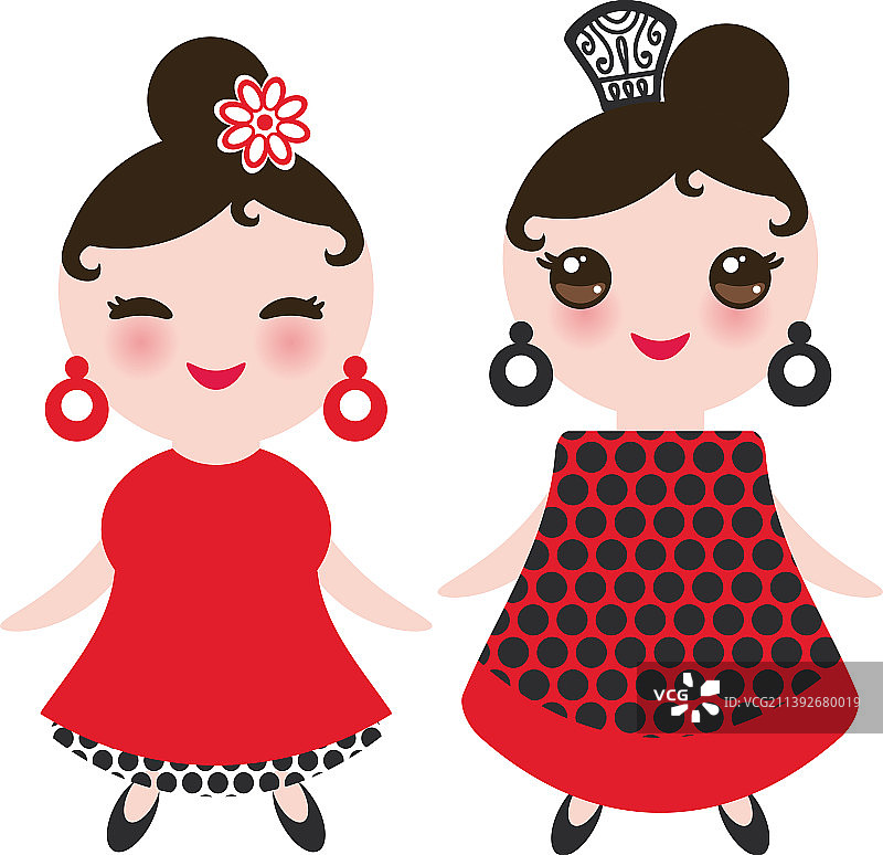 可爱的弗拉明戈舞西班牙女人图片素材