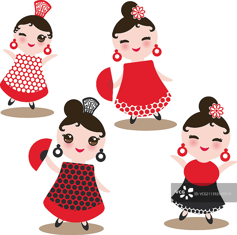 可爱的弗拉明戈舞西班牙女人图片素材