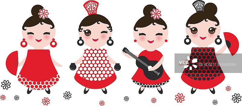 可爱的弗拉明戈舞西班牙女人图片素材