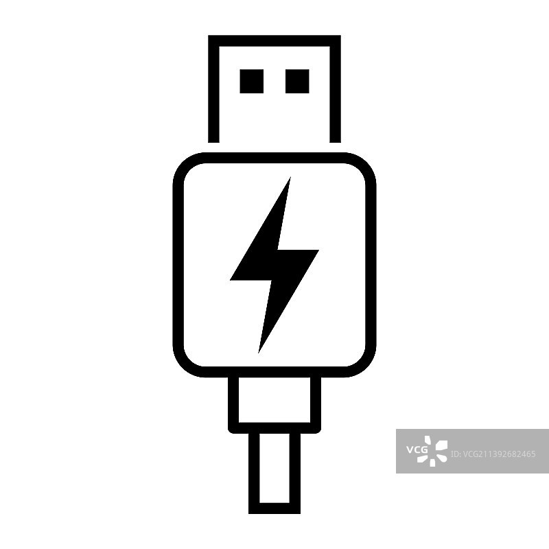 USB插头电缆图标，科技连接设备图片素材