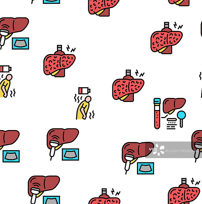 肝炎肝脏健康问题无缝图案图片素材