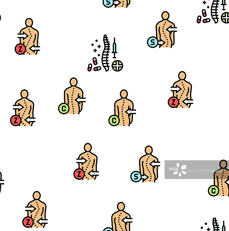 脊柱侧弯疾病合集图标图片素材