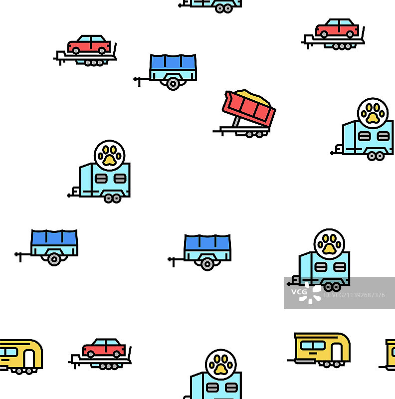 拖车运输无缝图案图片素材