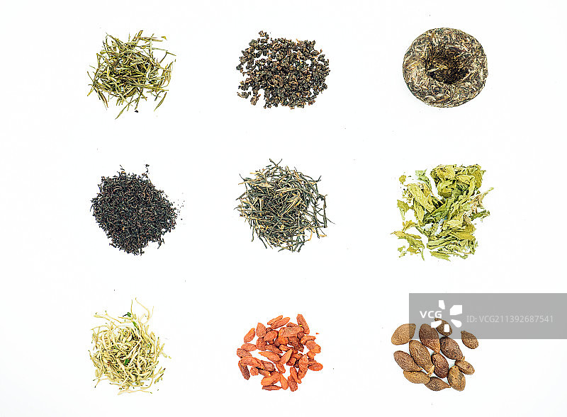 各种各样的中药草本，纯白背景素材图片素材