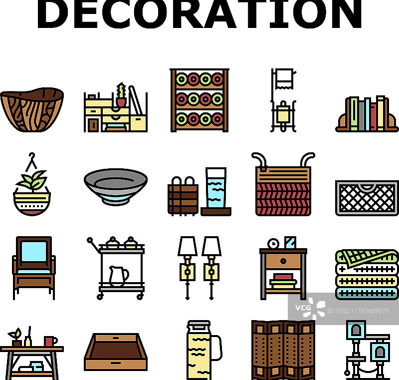 家居装饰与家具图标集图片素材