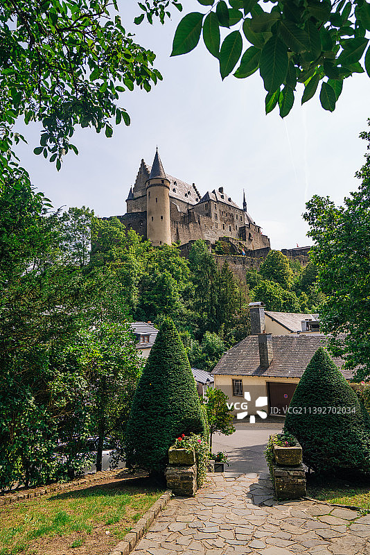 卢森堡维安登城堡风光，世界文化遗产图片素材