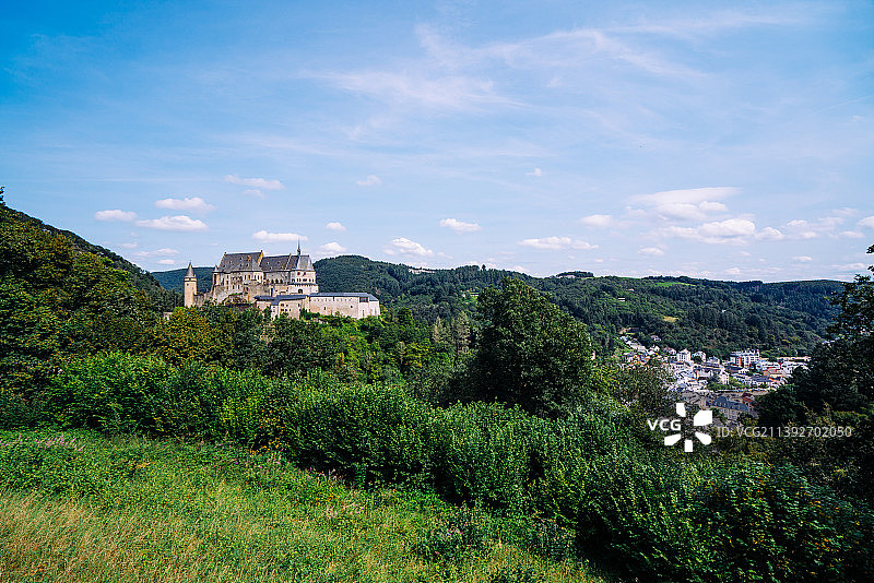 卢森堡维安登城堡风光，世界文化遗产图片素材