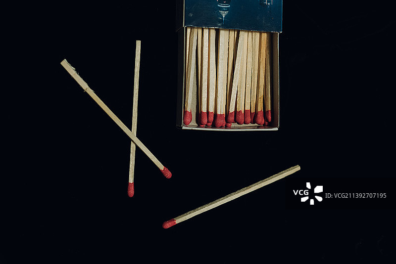 打开的火柴盒与火柴，纯色背景素材图片素材