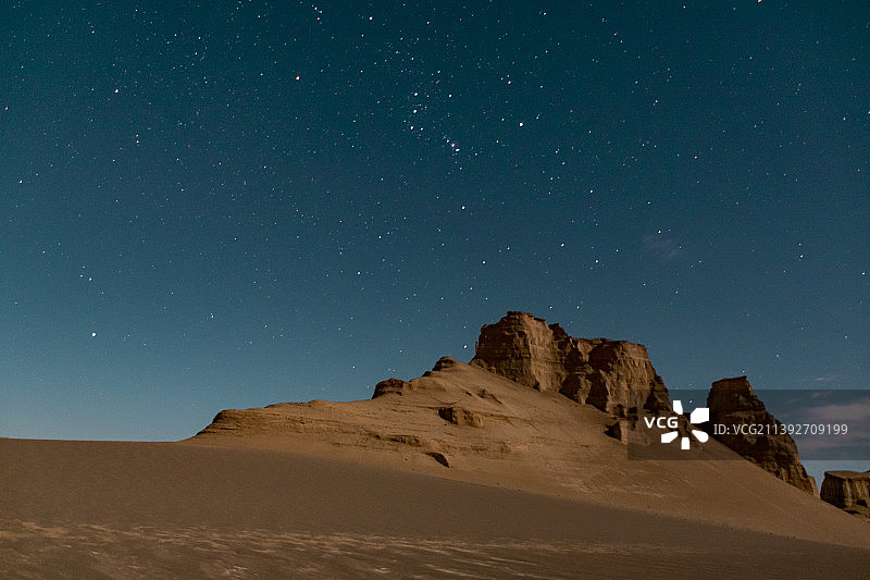 伊朗克尔曼省沙赫达德夜空下的沙漠景色图片素材