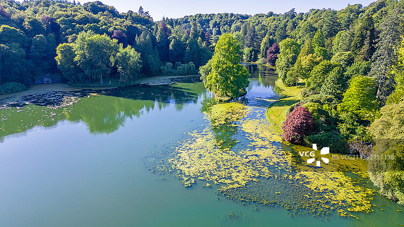 英国斯图尔顿湖泊树木风光图片素材