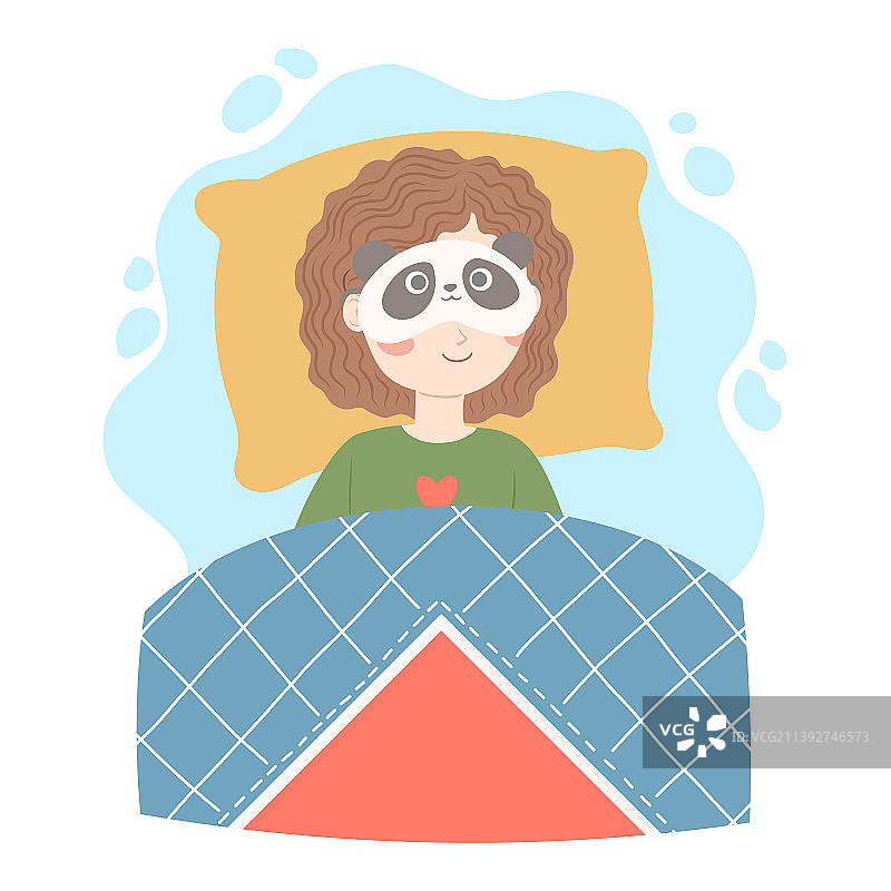 戴熊猫睡眠眼罩的女孩图片素材