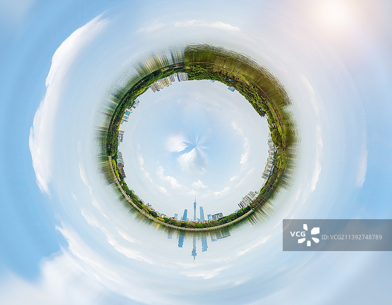 球形抽象广州塔城市中轴线建筑群图片素材