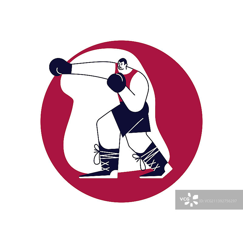 红色圆形模板与球衣拳击手图片素材
