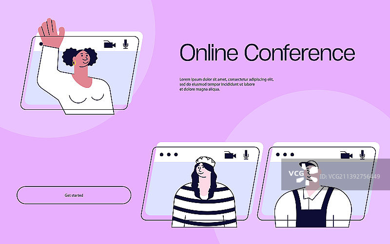虚拟会议着陆页模板图片素材