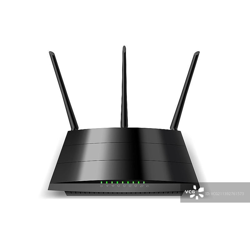 逼真的Wi-Fi路由器带三根天线图片素材