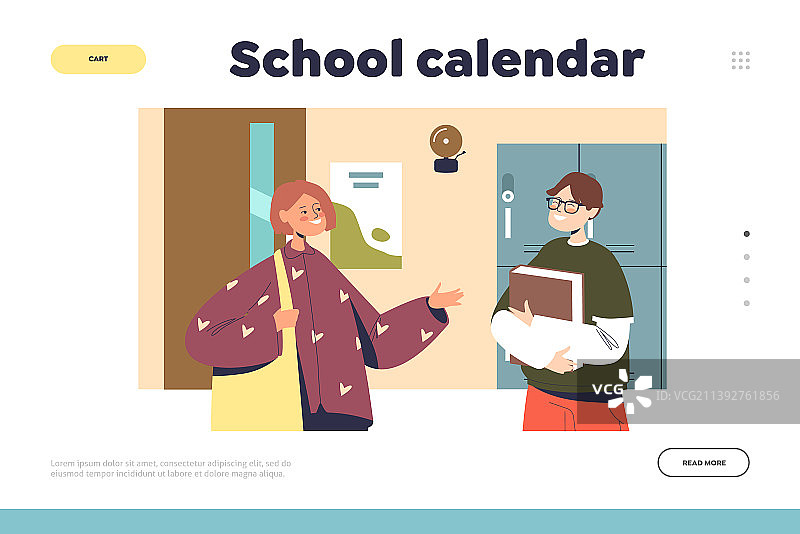学校日历概念落地页图片素材
