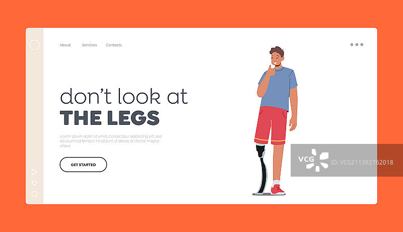 带有腿部假肢的运动员着陆页模板图片素材