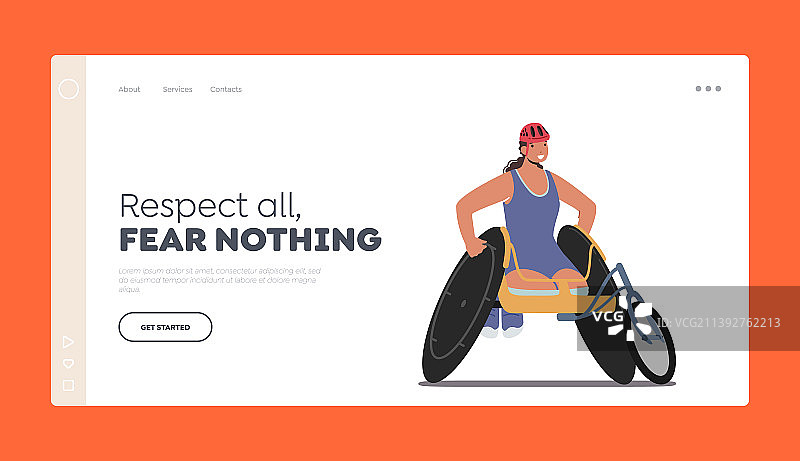 坐在竞速轮椅上的残奥会运动员图片素材