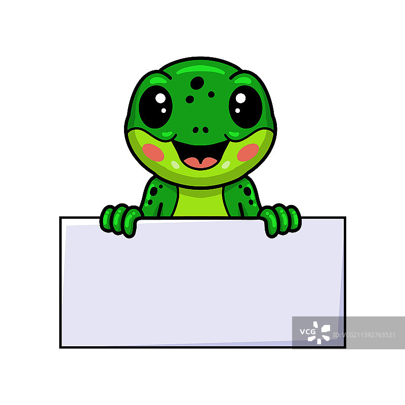 卡通可爱小青蛙拿着空白标牌图片素材