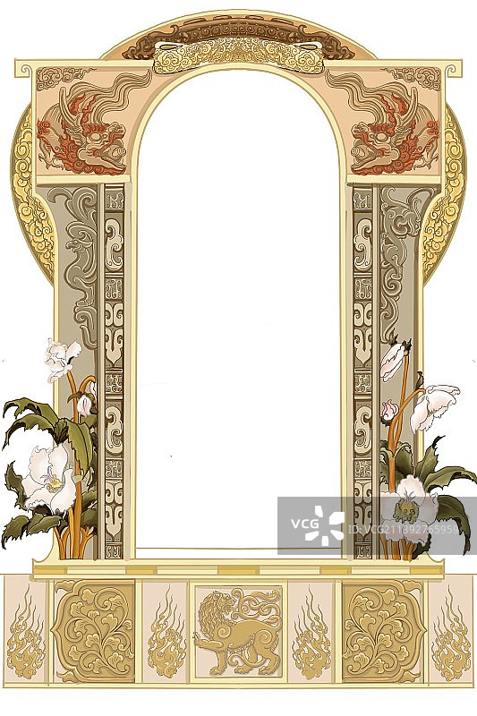 慕夏国风洛可可装饰壁龛清新插画图片素材