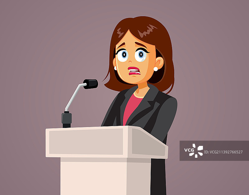 女人害怕公开演讲的卡通图片素材