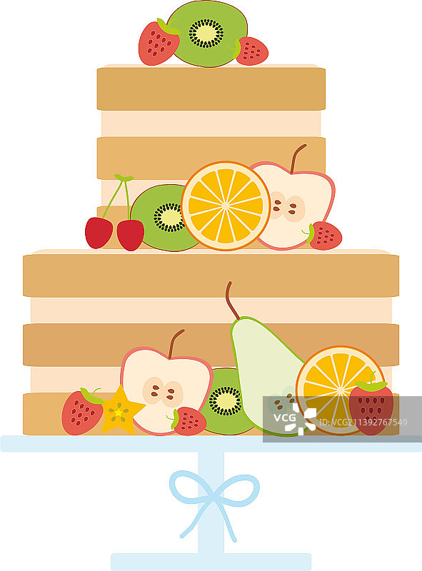 新鲜水果装饰的甜蛋糕图片素材