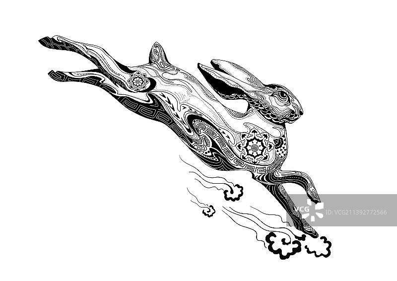 脚踏祥云的兔子图片素材