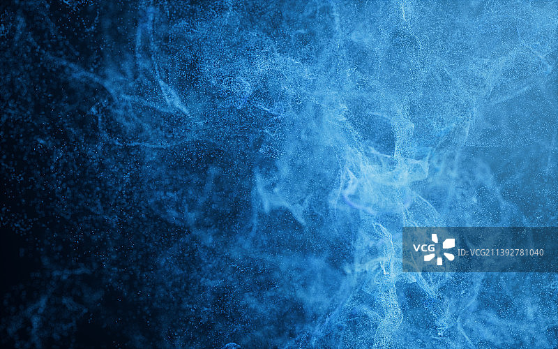 舞动的粒子蓝色背景3D渲染图片素材