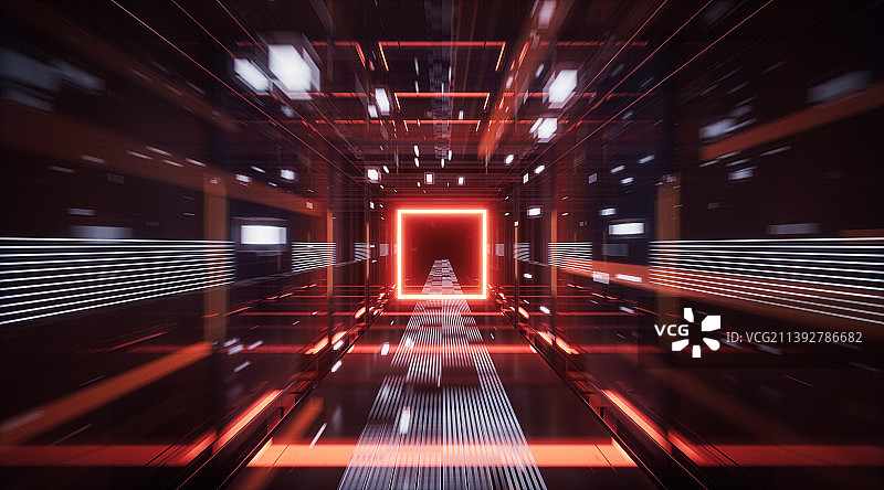 科技感线条科技空间隧道3D科技渲染图片素材