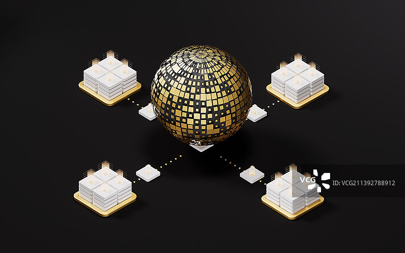 服务器与全球化概念3D渲染图片素材