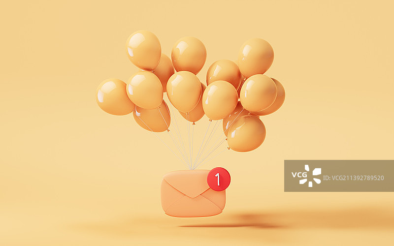 卡通风格信件3D渲染图片素材