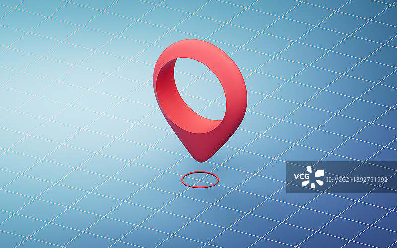 定位符号与蓝色背景3D渲染图片素材