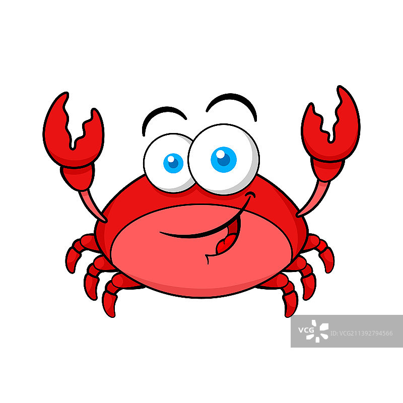 有趣的红色螃蟹卡通角色图片素材