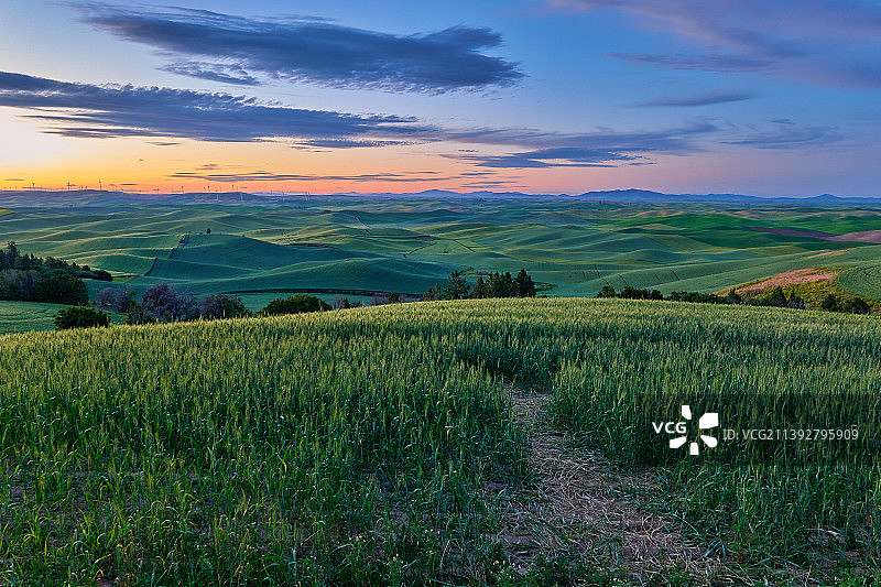 美国斯蒂普托比尤特州立公园日落时分的田园风光图片素材