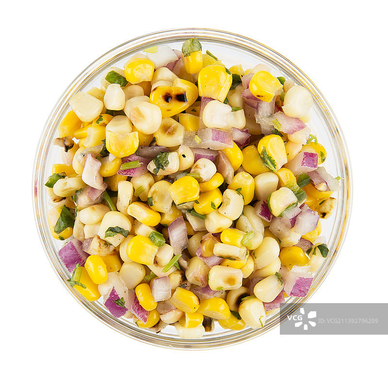 俯视拍摄的白色背景碗中食物图片素材