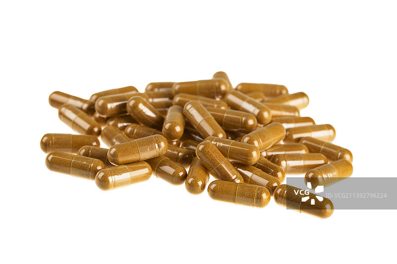 白色背景上的胶囊特写图片素材